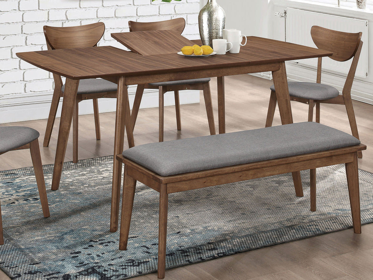 Mesa de comedor Alfredo de 63 pulgadas con hojas extensibles en nogal natural