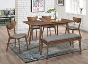 Mesa de comedor Alfredo de 63 pulgadas con hojas extensibles en nogal natural