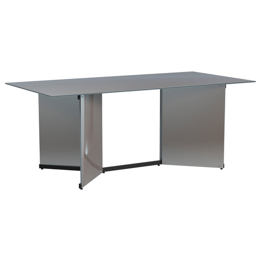 Mesa de comedor rectangular con espejo Emery de 76 pulgadas, color plateado