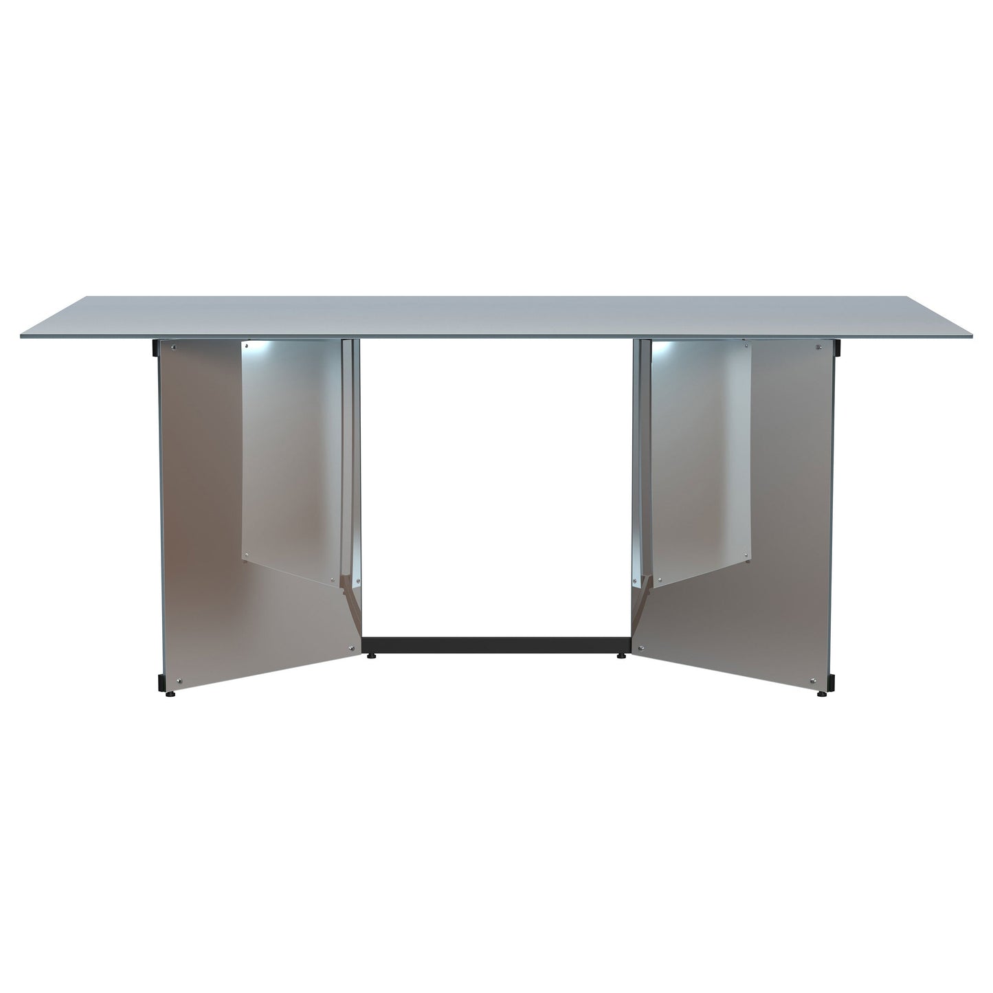 Mesa de comedor rectangular con espejo Emery de 76 pulgadas, color plateado