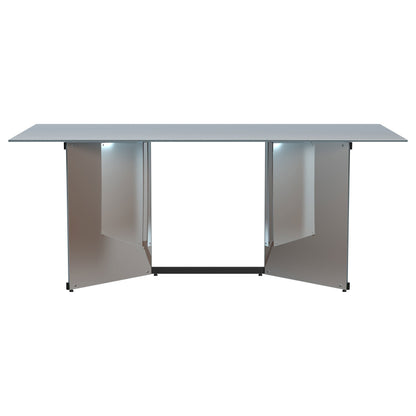 Mesa de comedor rectangular con espejo Emery de 76 pulgadas, color plateado