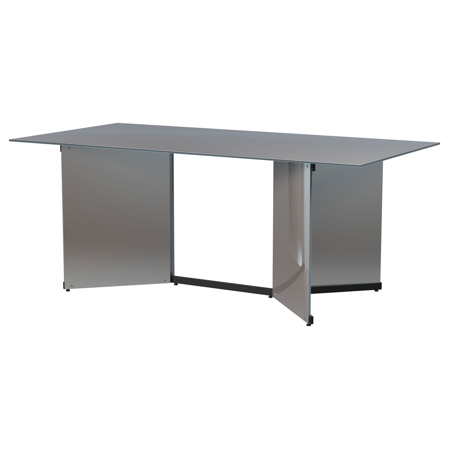 Mesa de comedor rectangular con espejo Emery de 76 pulgadas, color plateado