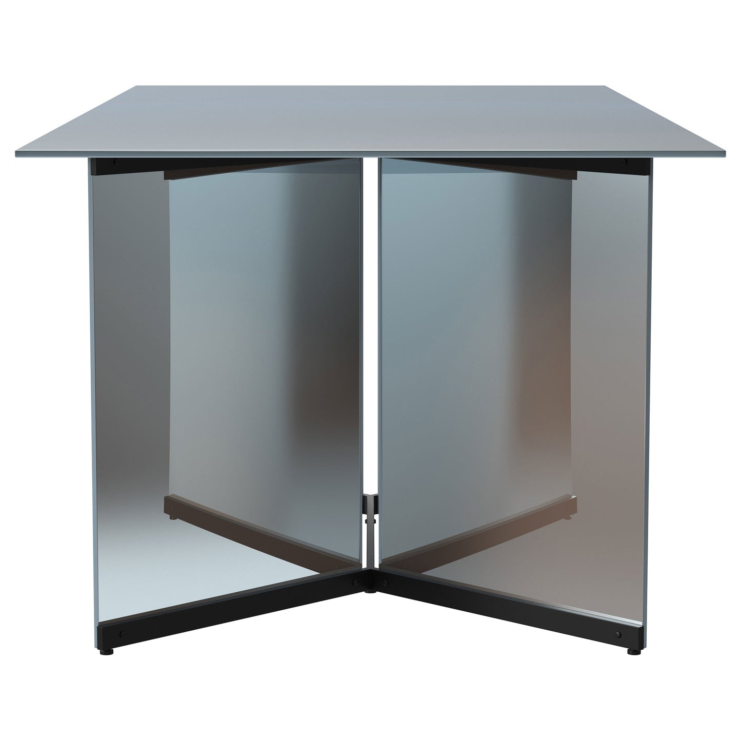 Mesa de comedor rectangular con espejo Emery de 76 pulgadas, color plateado