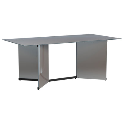 Mesa de comedor rectangular con espejo Emery de 76 pulgadas, color plateado