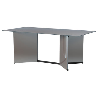 Mesa de comedor rectangular con espejo Emery de 76 pulgadas, color plateado
