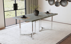 Mesa de comedor rectangular Sterling de 72 pulgadas con imitación de mármol gris