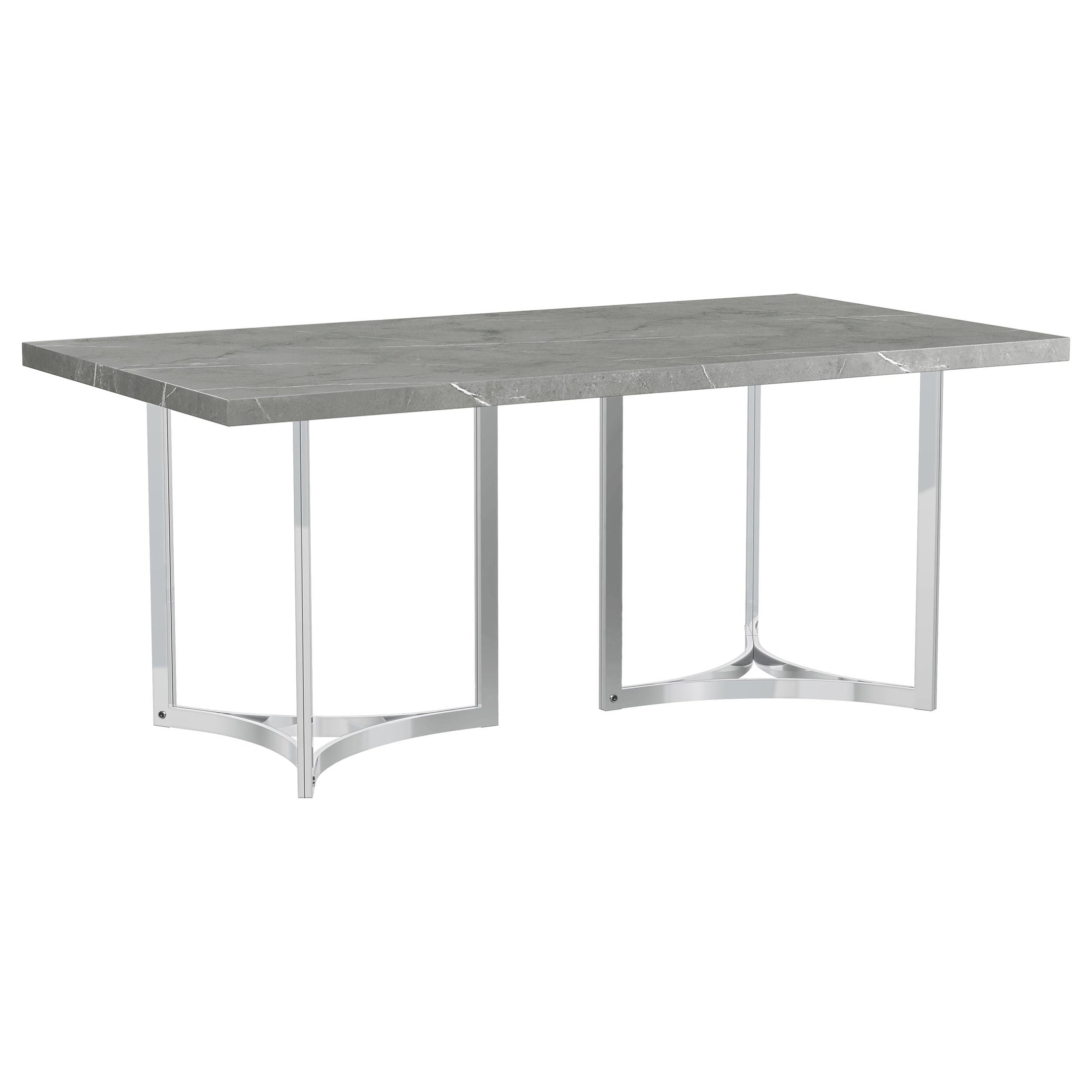 Mesa de comedor rectangular Sterling de 72 pulgadas con imitación de mármol gris