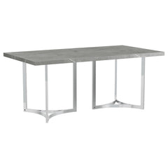 Mesa de comedor rectangular Sterling de 72 pulgadas con imitación de mármol gris