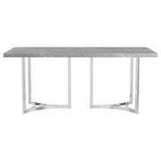 Mesa de comedor rectangular Sterling de 72 pulgadas con imitación de mármol gris