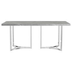 Mesa de comedor rectangular Sterling de 72 pulgadas con imitación de mármol gris