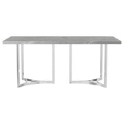 Mesa de comedor rectangular Sterling de 72 pulgadas con imitación de mármol gris