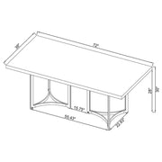 Mesa de comedor rectangular Sterling de 72 pulgadas con imitación de mármol gris