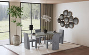 Mesa de comedor rectangular Sterling de 72 pulgadas con imitación de mármol gris