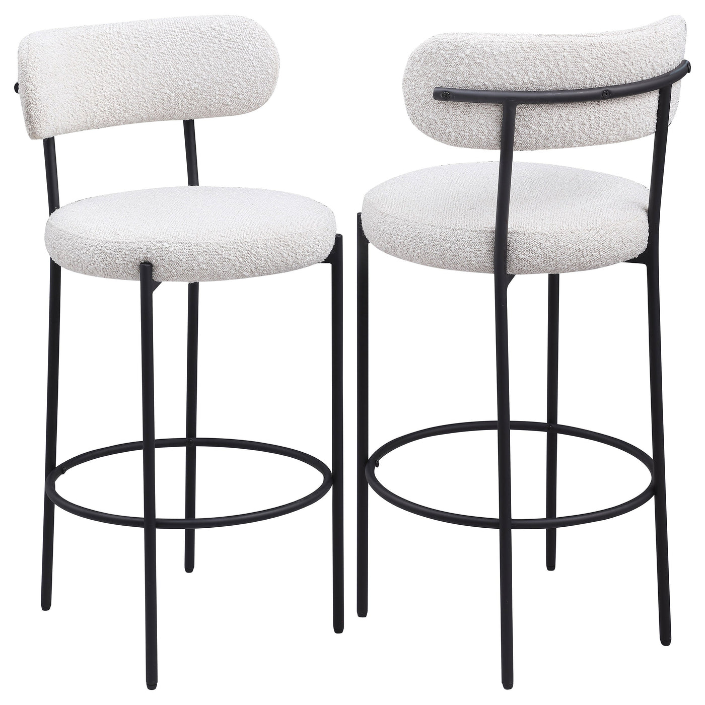 Silla de mostrador tapizada Viola Boucle color crema (juego de 2)
