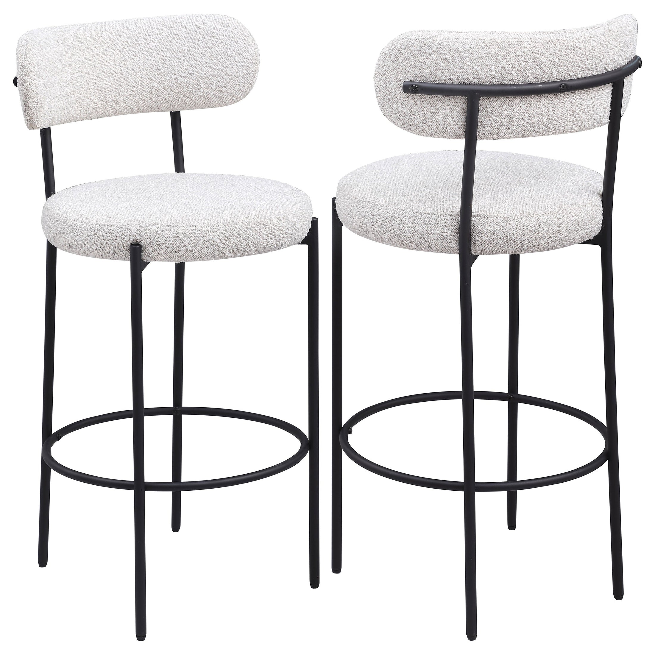 Silla de mostrador tapizada Viola Boucle color crema (juego de 2)