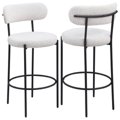 Silla de mostrador tapizada Viola Boucle color crema (juego de 2)