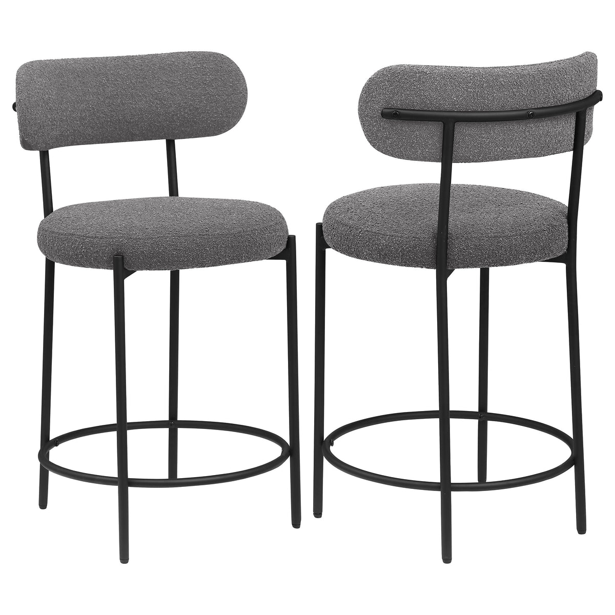 Silla de bar tapizada Viola Boucle gris (juego de 2)