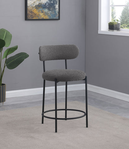 Viola Boucle Upholstered Bar Chair Grey (Set of 2)