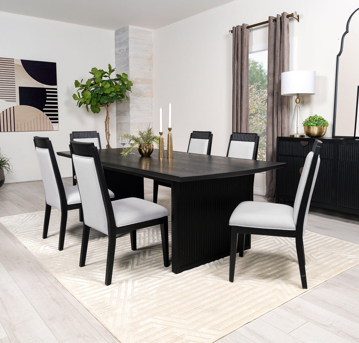 Brookmead Extension Leaf Dining Table Set Black