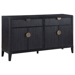 Aparador tipo buffet de 4 puertas Brookmead, color negro