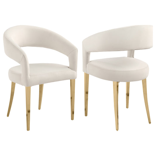 Sillón de comedor tapizado en terciopelo Galiano beige (juego de 2)