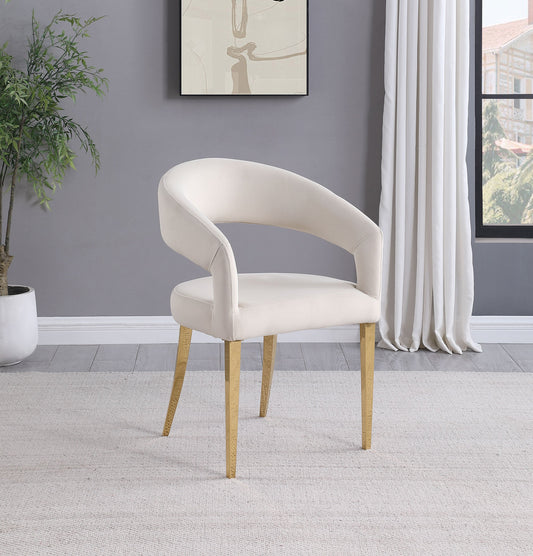 Sillón de comedor tapizado en terciopelo Galiano beige (juego de 2)