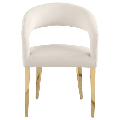 Sillón de comedor tapizado en terciopelo Galiano beige (juego de 2)