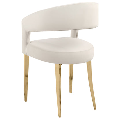 Sillón de comedor tapizado en terciopelo Galiano beige (juego de 2)