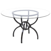 Juego de mesa de comedor Aviano con tapa redonda de vidrio en color bronce
