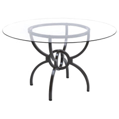 Juego de mesa de comedor Aviano con tapa redonda de vidrio en color bronce