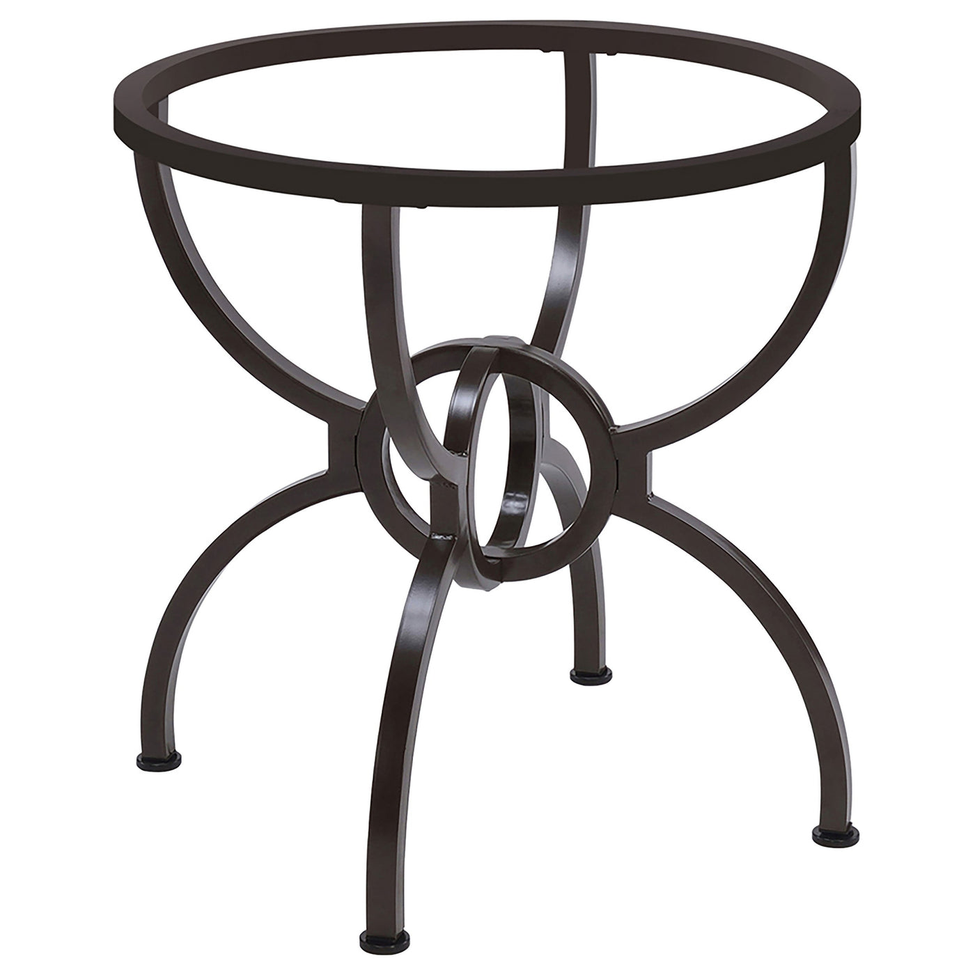 Mesa de comedor redonda de metal Aviano con base de bronce