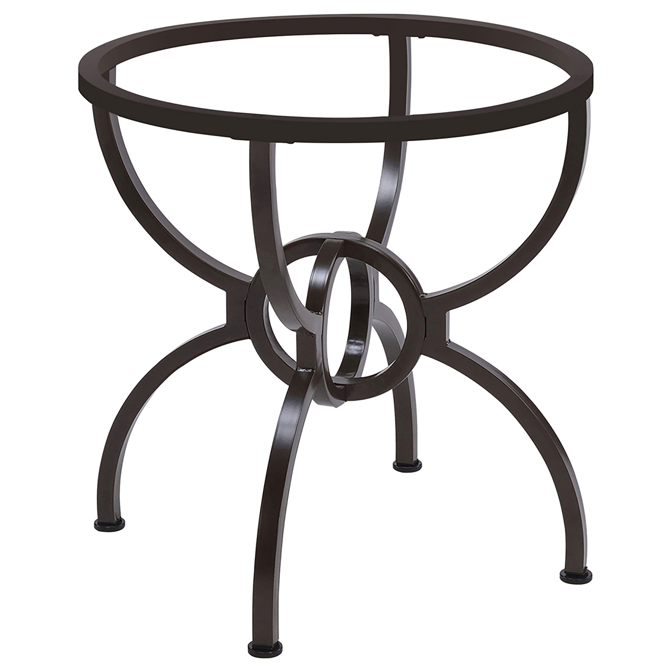 Mesa de comedor redonda de metal Aviano con base de bronce