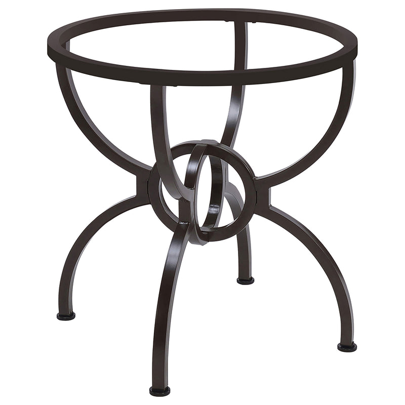 Mesa de comedor redonda de metal Aviano con base de bronce