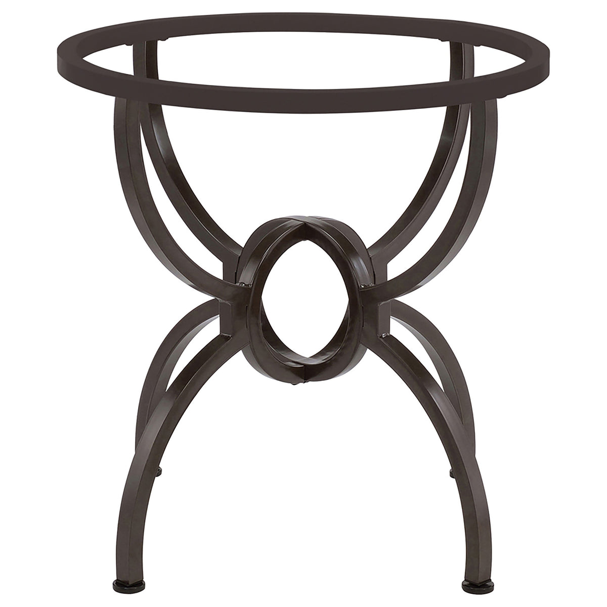 Mesa de comedor redonda de metal Aviano con base de bronce