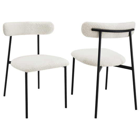 Silla de comedor tapizada Anzio Boucle blanca (juego de 2)