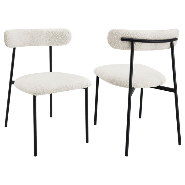 Silla de comedor tapizada Anzio Boucle blanca (juego de 2)
