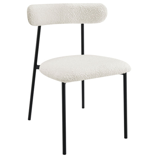 Silla de comedor tapizada Anzio Boucle blanca (juego de 2)