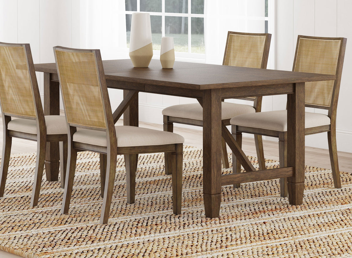 Mesa de comedor rectangular Matisse de madera de 94 pulgadas en marrón claro