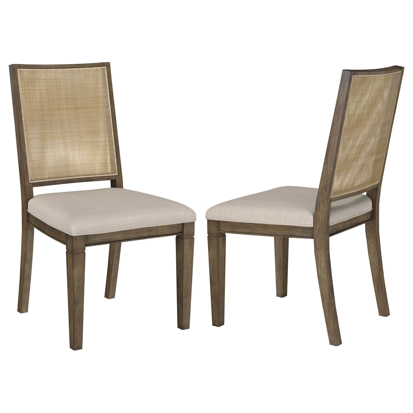 Silla de comedor Matisse con respaldo de ratán tejido, color marrón (juego de 2)