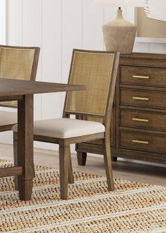 Silla de comedor Matisse con respaldo de ratán tejido, color marrón (juego de 2)