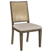 Silla de comedor Matisse con respaldo de ratán tejido, color marrón (juego de 2)