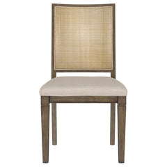 Silla de comedor Matisse con respaldo de ratán tejido, color marrón (juego de 2)