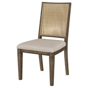 Silla de comedor Matisse con respaldo de ratán tejido, color marrón (juego de 2)