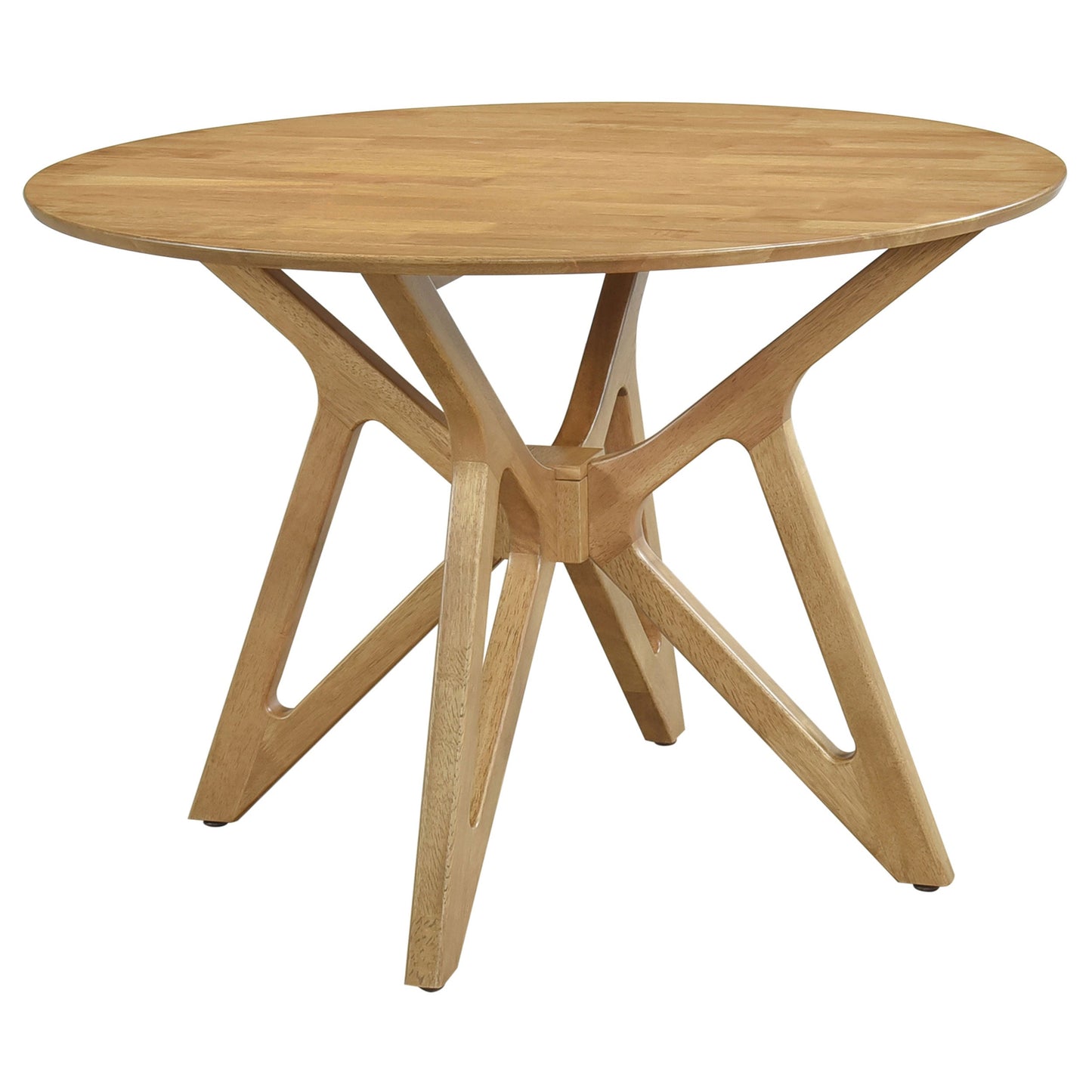 Juego de comedor redondo Elowen de madera maciza en nogal claro