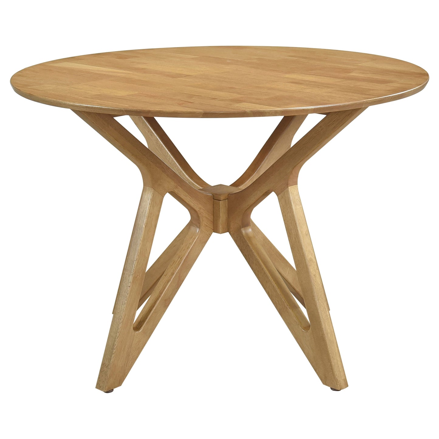 Juego de comedor redondo Elowen de madera maciza en nogal claro