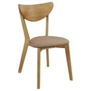 Juego de comedor redondo Elowen de madera maciza en nogal claro