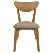 Juego de comedor redondo Elowen de madera maciza en nogal claro