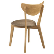 Juego de comedor redondo Elowen de madera maciza en nogal claro