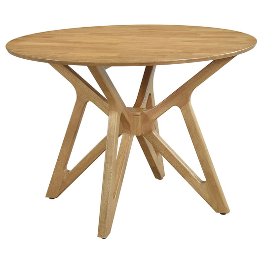 Mesa de comedor redonda Elowen de 42 pulgadas de madera maciza en nogal claro