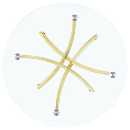 Mesa de comedor redonda Beckham de 46 pulgadas con tapa de vidrio y latón